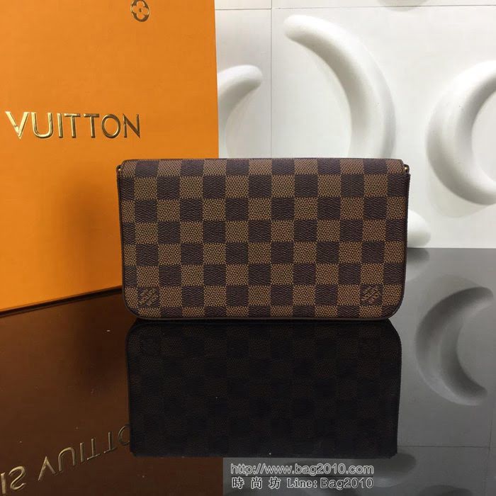 路易威登LV 頂級原單 N63032 Pochette Felicie小型手袋 鏈條斜挎包 肩背袋 手拿包 錢夾  YDH2543